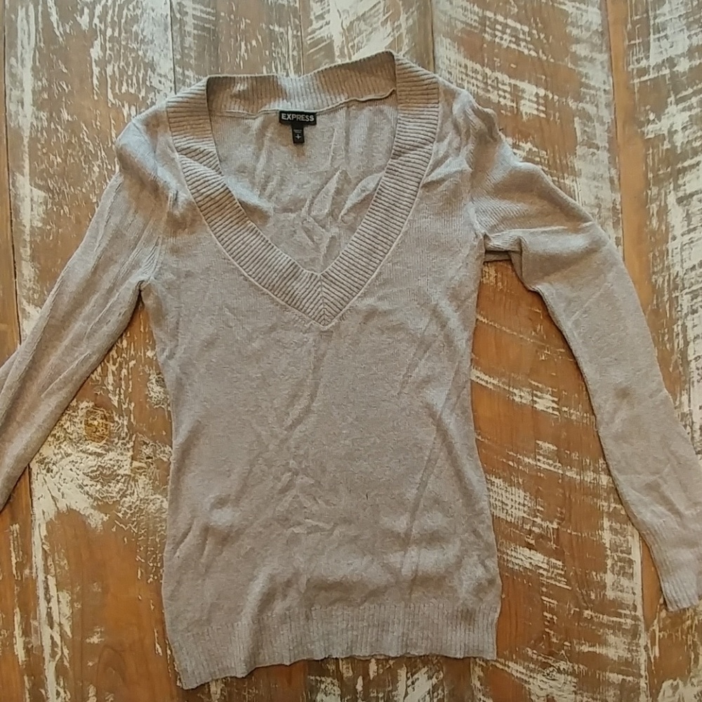 Express Tan V Neck Sweater Size S